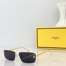 FENDI FE4172US Gold Rimless Rectangle Sunglasses Black Lenses 58-18-140 picture