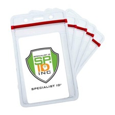 5 Pack - Heavy Duty Vertical Resealable Vinyl ID Badge Holders w Waterproof Zip picture