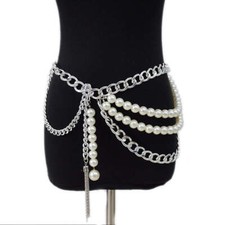 New Arrival Adjustable Multi-Layer Thick Chain Pearl Tassel Belts for Women. picture