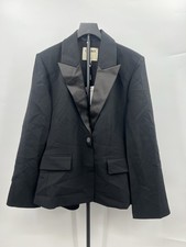 L'Agence Blazer Black Tuxedo Satin Peak Lapel Single Button Suit 6 picture