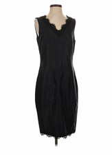 St. John Women’s Black Silk Slip with Lace Trim, Solid, Size 4 picture