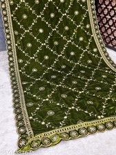 Green Embroidery Velvet Dupatta For Bride And Women Velvet Shawl Odhani Veil picture