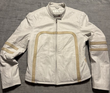 Vintage Wilson’s Maxima Womens Rare Leather Motorcycle Jacket White Beige Size M picture