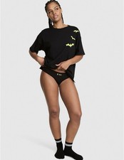 VS PINK 2026 HALLOWEEN BATS Cotton Side Slit Sleep Tee & Panty Set XS -2XL picture