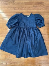 Kika Vargas Midnight Blue Puff-Sleeve Formal Dress picture