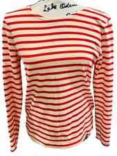J. Crew Red & Cream Striped Multi-Bow Back Long Sleeve Top - Size S picture