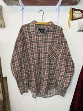 Vintage 1970s Brown Printed Cotton Flannel Size Large picture