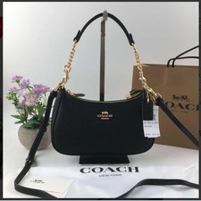 Best Offer CA209 TERI Shoulder Bag Hand Bag Black Refined Pebble Leather Outlet picture
