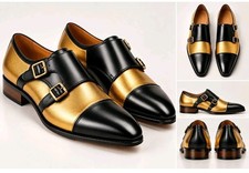 Custom Black and Gold Monk Shoes picture