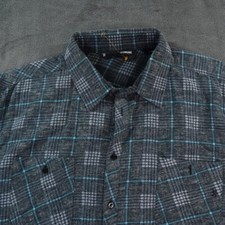 Comune Shirt Mens Extra Large Gray Flannel Plaid Cotton Tartan Soft Skater picture