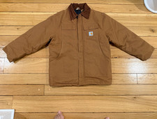 Carhartt Vintage Duck Jacket Made in USA Brown Canvas Work Coat 44 Quilted-Lined picture