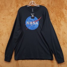 LA POP ART Shirt Mens XL Black Pullover Crew NASA Graphic Long Sleeve Cotton picture
