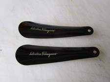 2 PCS. Salvatore Ferragamo Genuine Authentic GLOSS BLACK Shoehorns picture