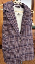 Free People Sora Plaid Vest medium Retail $168 NWT picture