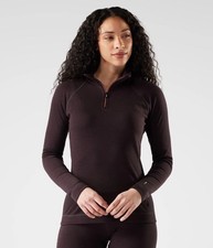 $120 Smartwool Women's Classic Thermal BaseLayer 1/4 Zip Top-Mink Heather-Small picture