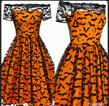Vintage Halloween Bat Off-Shoulder Retro dress picture