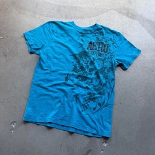 Vintage Aeropostale Skull Graphic Shirt Faded Blue picture