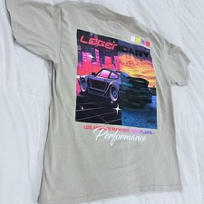 Popular Poison Race Car Graphic T-Shirt LAX Youth Boys Large L Beige picture