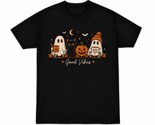 Cute Ghost Black Cat Pumpkin Halloween T-Shirt Men Women Unisex S-5XL picture