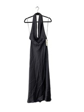 Zara Womens Halter Midi Dress S Open Back Drape Satin black gray 8500/331 NWT picture