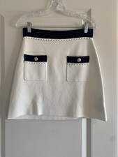 Maje Button Embellished Cotton Mini Skirt White FR 40 US 8 New picture