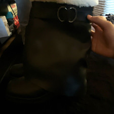 Circus by Sam Edelman Women’s Black Leather Riding Mid-Calf Buckle Boots 10 picture