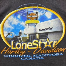 VTG HARLEY-DAVIDSON FIRE WOLF Lonestar Winnipeg Bikercore T-Shirt Mens M Black picture