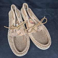 Sperry Top-Sider Boat Deck Shoes Tan Perforated Leather Mens 12M 2-Eye Leather picture