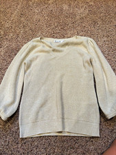 7th Avenue Design Studio Women’s M Knit V-Neck Pullover Sweater Beige picture