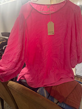 JODIFL Pink Solid Round Neck Long Sleeve Pullover Blouse Top Womens L Regular picture