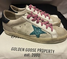 Size 9 - Golden Goose Deluxe White Leather, Blue Star ⭐️Authentic ⭐️ picture
