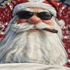 Christmas Ugly long sleeve Cool Santa With Cigar  For Ugly Sweater Shirt  Xlg picture