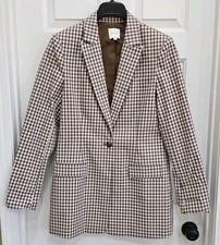 Anthropologie Favorite Daughter The Break Up Blazer Brown Gingham Women's Medium picture