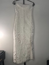 Amanda Uprichard Ivy White Jacquard Strapless Midi Dress SZ M picture