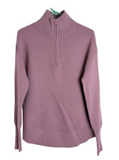 PrettyGarden Women's Mauve 1/4 Zip Relaxed Fit Ribbed Pullover Size Small picture