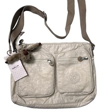 Kipling Coralie Beige Nylon Crossbody Bag Purse Zip Monkey Charm Medium With Tag picture