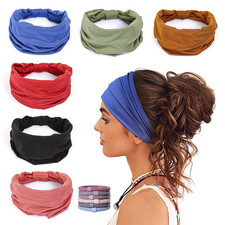 6 Pack Wide Headbands for Women Non Slip Soft Elastic Hair Bands Yoga Running Sp picture