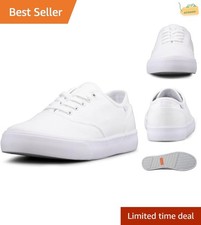 Men's Lear Classic Canvas Sneakers - Size 12, White Lace-Up Casual Style picture