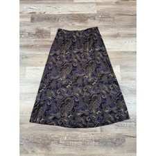 Vintage 90s Paisley Maxi Skirt Purple Black Whimsigoth Dark Academia Fall 16 picture