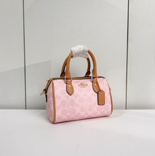 Coach CEK79 Mini Rowan Crossbody Bag In Signature Canvas Powder Pink Brown NWT picture