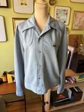 Vtg 70s Lee Men's Large Regular Leisure Jacket Blue Polyester Snap Front USA picture