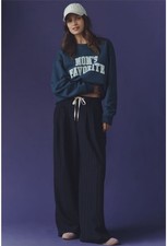 Anthropologie Favorite Daughter Collegiate Sweatshirt Navy Blue Cotton S NWT picture
