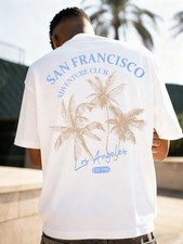  Men's Casual Vacation Style Ins Coastal Resort Seaside Element Print picture