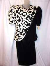 Vintage Raul Blanco for Francis Brewster Black White Dot Skirt Suit 10 NWT picture