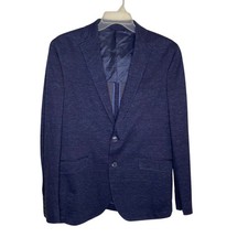 Hackett London Mens Navy Textured Cotton 2-Button Sport Coat Blazer Size 44R picture