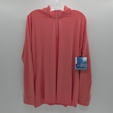 Coolibar Women's XL UPF 50+ Sun Protection 1/4 Zip Pullover Shirt Coral Pink New picture