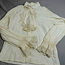 Rubie's Mens L Victorian Colonial Costume Shirt Jabot Lace Ruffle Made USA picture