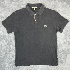 Burberry Brit Mens Gray Short Sleeve Nova Check Trim Polo Shirt Size S picture