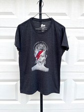 LA Pop Art Gray David Bowie Aladdin Sane Words T-Shirt XL 70s Glam Punk Goth picture