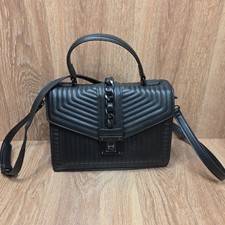 ALDO Jerilini Top Handle Bag Black Medium Shoulder Bag Purse Turn Lock Stitched picture
